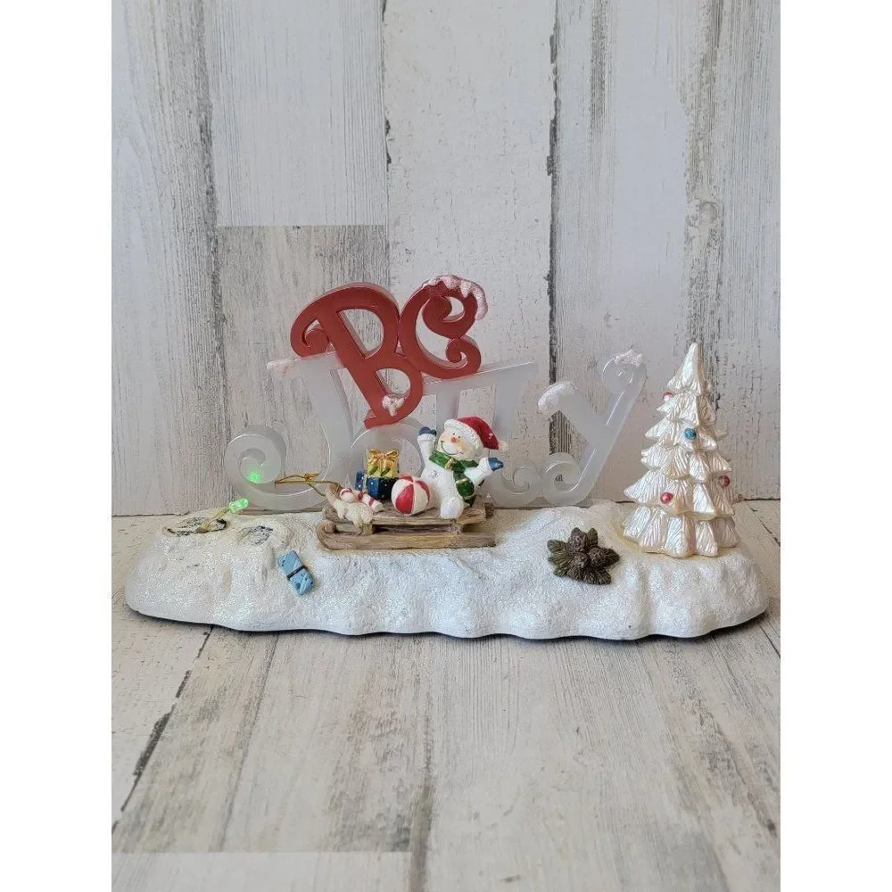Be jolly snowman AS IS light up music Xmas‎ figure glitter tree candy cane